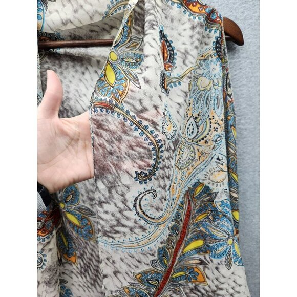 Paisley Print Lightweight Sleeveless Open Front Cardigan Wrap For Women - Picture 2 of 4